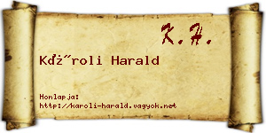 Károli Harald névjegykártya